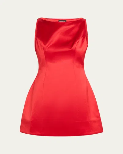 Retroféte Livie High-neck Satin Mini Dress In Red