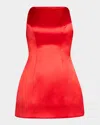 Retroféte Livie High-neck Satin Mini Dress In Red