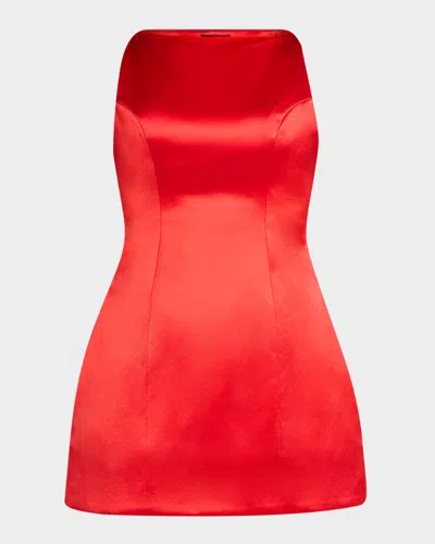 Retroféte Livie High-neck Satin Mini Dress In Red