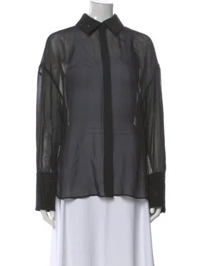 Pre-owned Retroféte Long Sleeve Blouse In Green