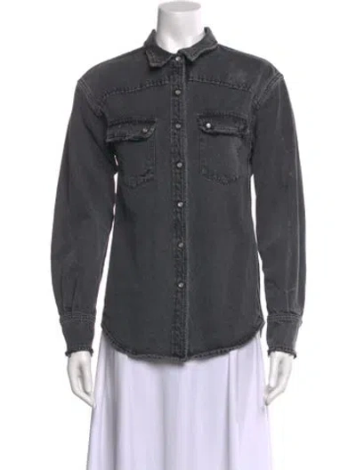 Pre-owned Retroféte Long Sleeve Button-up Top In Gray