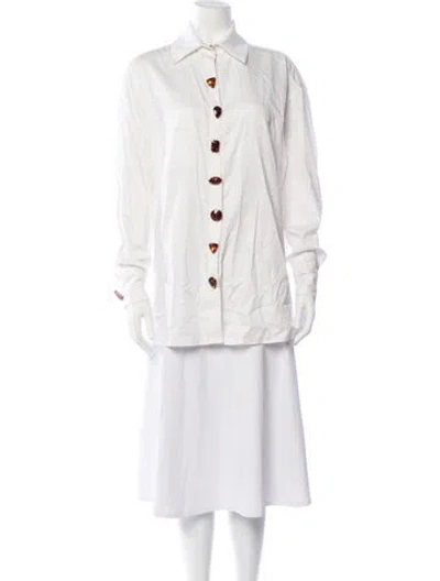 Pre-owned Retroféte Long Sleeve Button-up Top In Neutrals