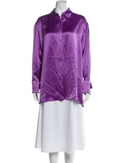 Pre-owned Retroféte Long Sleeve Button-up Top In Purple