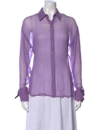 Pre-owned Retroféte Long Sleeve Button-up Top In Purple
