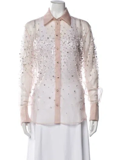 Pre-owned Retroféte Long Sleeve Button-up Top In White