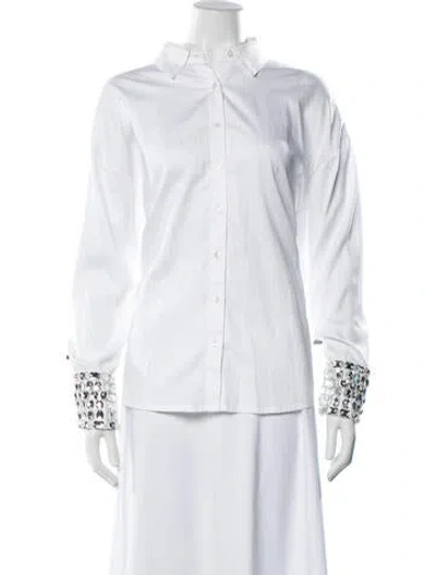 Pre-owned Retroféte Long Sleeve Button-up Top In White