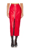 Retroféte Lonny Leather Skirt In Lipstick Red