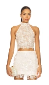 Retroféte Louelle Sequin Top In White