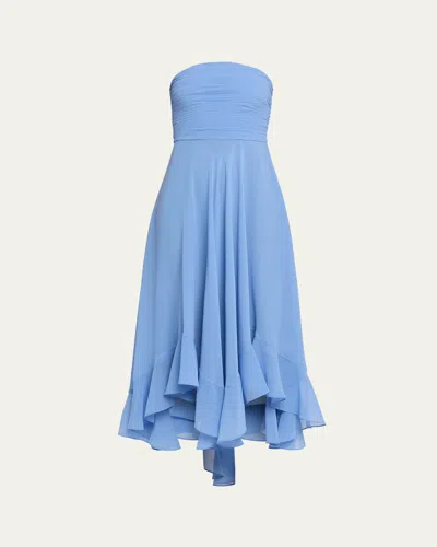 Retroféte Louisa Strapless Chiffon Dress In Blue
