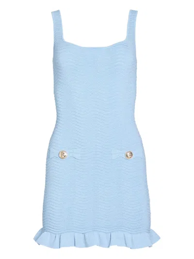 Retroféte Loulou Dress In Metallic Powder Blue