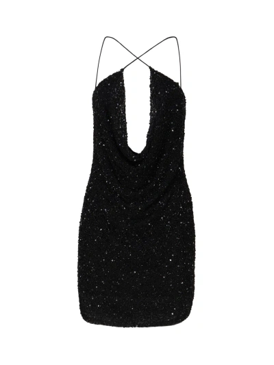 Retroféte Low-cut Sequin Dress In Black