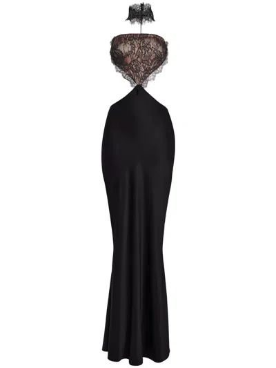 Retroféte Lucie Lace Cut-out Gown In Black