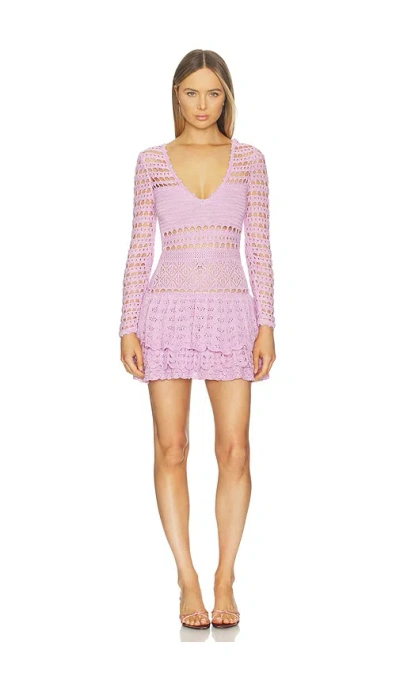 Retroféte Lujayn Crochet Dress In Pink