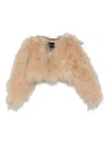Retroféte Luxe Fur Cropped Jacket In Neutral
