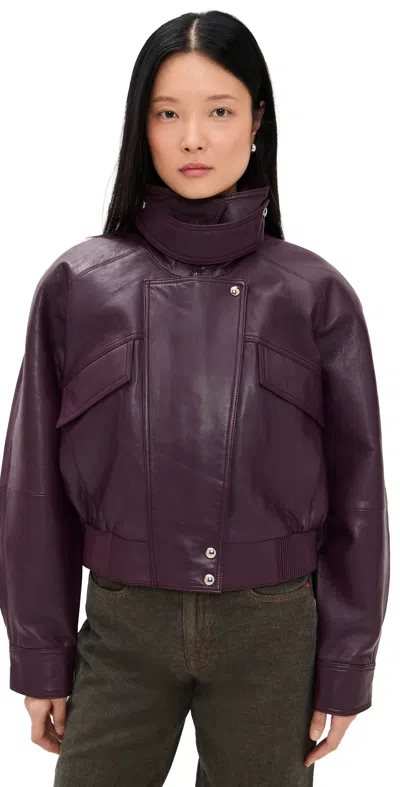 Retroféte Lykke Leather Jacket Bordeaux In Purple