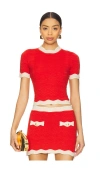 Retroféte Lyla Knit Top In Metallic Geranium