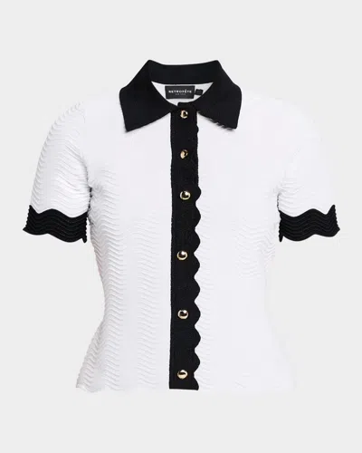Retroféte Lyric Knit Button-front Top In White