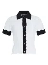 Retroféte Lyric Contrast Trim Knit Top In White