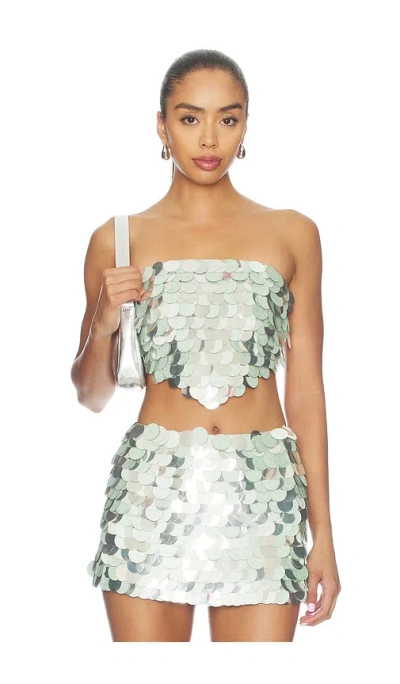 Retroféte Maeva Sequin Top In Green