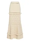 Retroféte Magdalena Crochet Ruffled Maxi Skirt In Gold