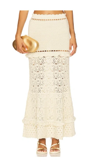 Retroféte Magdalena Crochet Skirt In Neutral