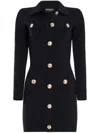 Retroféte Thea Buttoned Rib-knit Mini Dress In Black