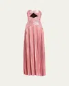 Retroféte Mallory Strapless Metallic Maxi Dress In Earl Rose