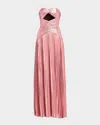 Retroféte Mallory Strapless Metallic Maxi Dress In Earl Rose