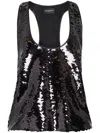 Retroféte Sequin Embellished Racerback Sleeveless Top In Black