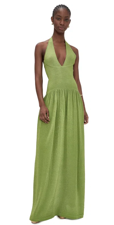Retroféte Marcelle Dress Metallic Kiwi In Green
