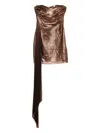 Retroféte Marcy Metallic-effect Pleated Dress In Brown