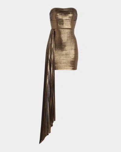Retroféte Marcy Metallic Mini Dress In Gold