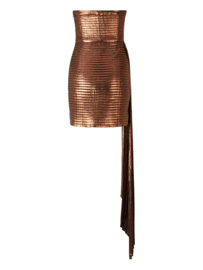 Retroféte Marcy Pleated Dress In Brown