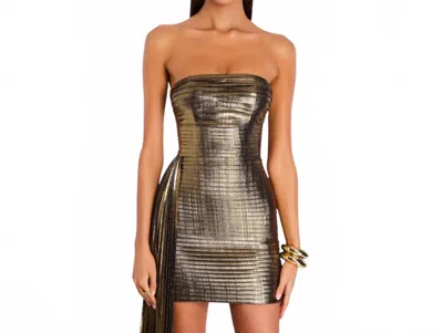 Retroféte Marcy Strapless Cocktail Mini Dress In Antique Gold In Metallic