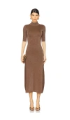 Retroféte Maribel High-neck Shimmer Dress In Metallic Pecan
