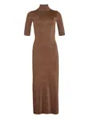 Retroféte Maribel High-neck Shimmer Dress In Brown