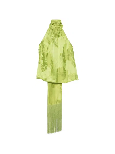 Retroféte Martana Fringed-tie Top In Green