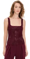 Retroféte Marzia Embellished Top Port In Burgundy