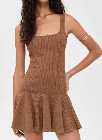 RETROFÉTE MATSON KNIT MINI DRESS IN METALLIC HAZELNUT
