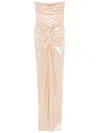 Retroféte Maytal Metallic Strapless Gown In Gold