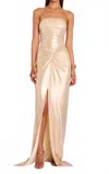 Retroféte Maytal Metallic Maxi Gown In Latte Gold In Neutral