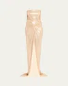 RETROFÉTE MAYTAL METALLIC STRAPLESS GOWN