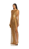 Retroféte Melania Crystal Dress In Cinnamon & Gold
