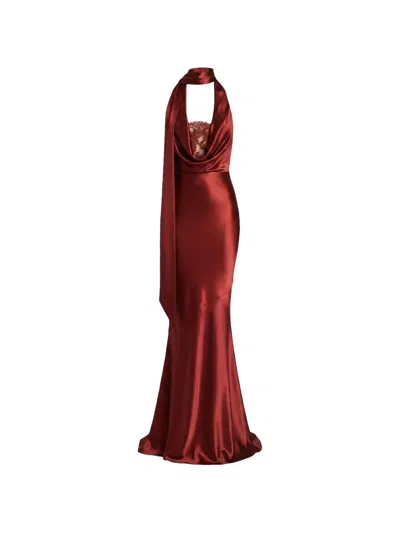 Retroféte Melly Lace-panel Maxi Dress In Red