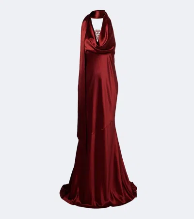 Retroféte Retrofête Melly Satin Halterneck Gown In Brown