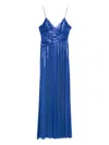 Retroféte Metallic-effect Maxi Dress In Blue