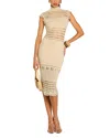 Retroféte Crochet-knit Midi Dress In Gold/cream