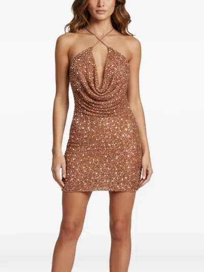 Pre-owned Retroféte Mich Sequin-embellished Mini Dress In Brown