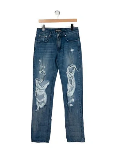 Pre-owned Retroféte Mid-rise Straight Leg Jeans In Blue