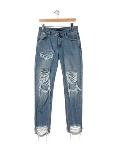 Pre-owned Retroféte Mid-rise Straight Leg Jeans In Blue